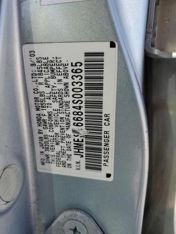 Photo 10 from auction – 2004 HONDA CIVIC with VIN JHMES96684S003365