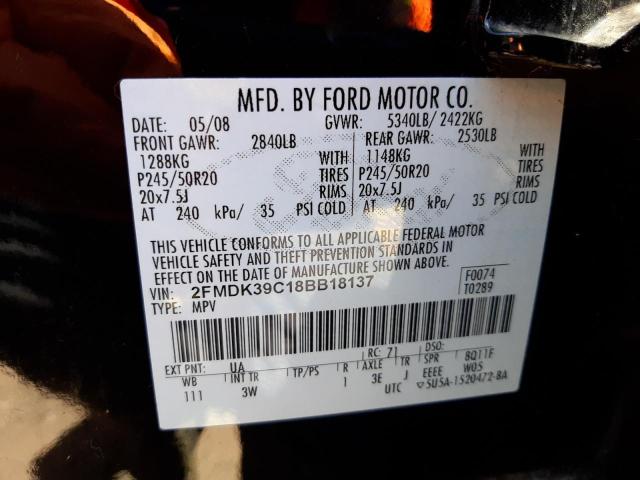 Photo 10 from auction – 2008 FORD EDGE LIMIT with VIN 2FMDK39C18BB18137
