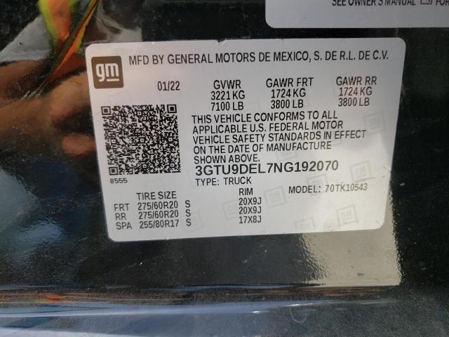 Photo 10 from auction – 2022 GMC SIERRA LIM with VIN 3GTU9DEL7NG192070