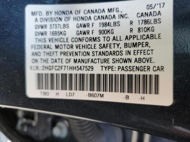 Photo 10 from auction – 2017 HONDA CIVIC EX with VIN 2HGFC2F71HH547529