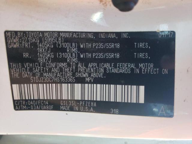 Photo 10 from auction – 2017 TOYOTA SIENNA LE with VIN 5TDJZ3DC7HS163365