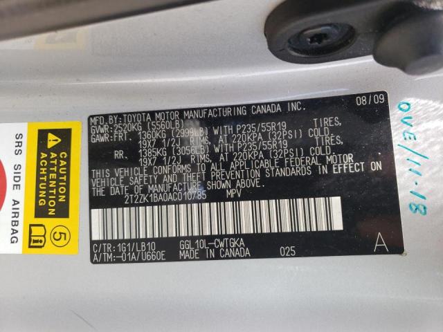 Photo 10 from auction – 2010 LEXUS RX 350 with VIN 2T2ZK1BA0AC010785