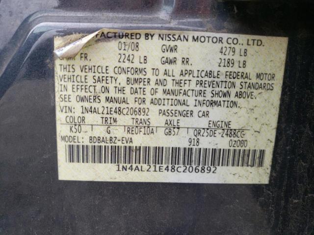 Photo 10 from auction – 2008 NISSAN ALTIMA 2.5 with VIN 1N4AL21E48C206892