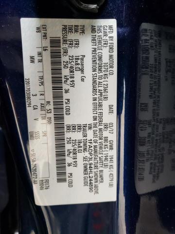 Photo 10 from auction – 2017 FORD FOCUS ST with VIN 1FADP3L94HL244890