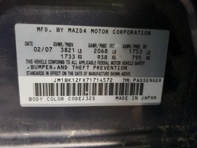 Photo 10 from auction – 2007 MAZDA 3 I with VIN JM1BK12FX71714572