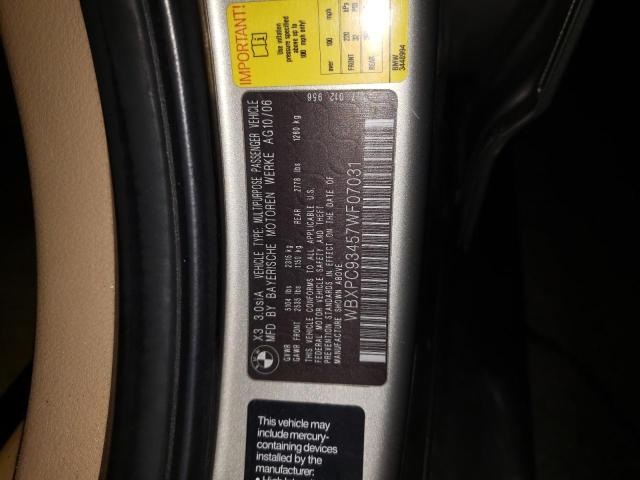 Photo 10 from auction – 2007 BMW X3 3.0SI with VIN WBXPC93457WF07031