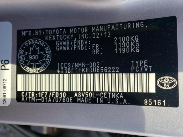 Photo 10 from auction – 2013 TOYOTA CAMRY L with VIN 4T1BF1FK8DU656222