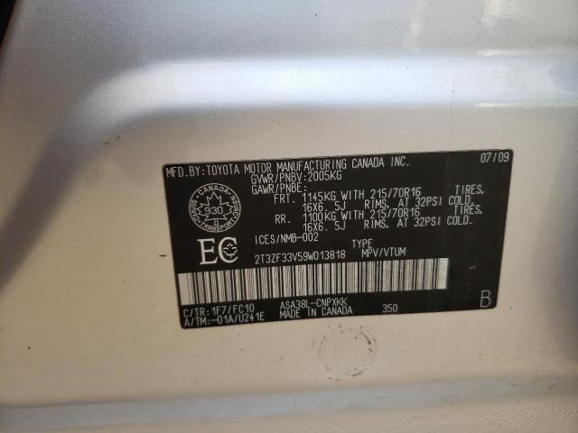 Photo 10 from auction – 2009 TOYOTA RAV4 with VIN 2T3ZF33V59W013818