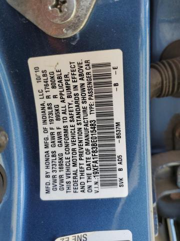 Photo 10 from auction – 2011 HONDA CIVIC EX with VIN 19XFA1F83BE015483
