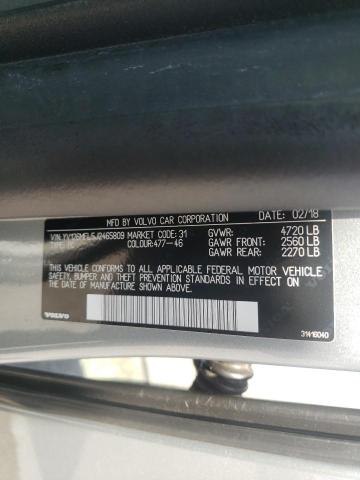 Photo 10 from auction – 2018 VOLVO S60 DYNAMI with VIN YV126MFL5J2465809