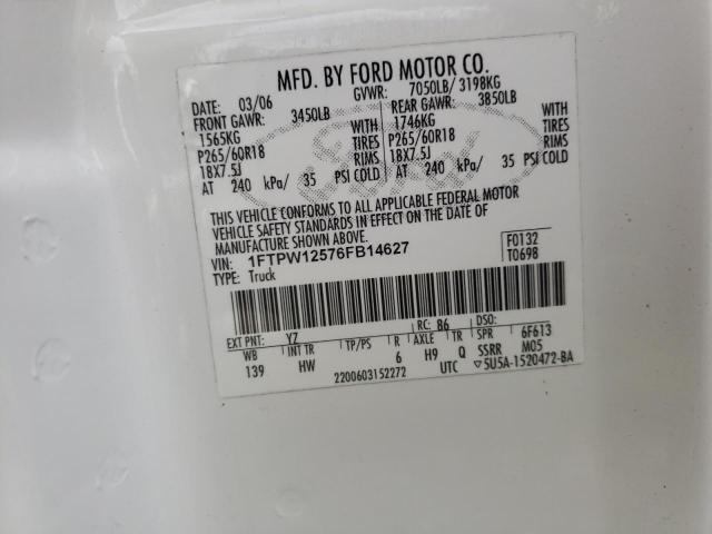 Photo 10 from auction – 2006 FORD F150 SUPER with VIN 1FTPW12576FB14627