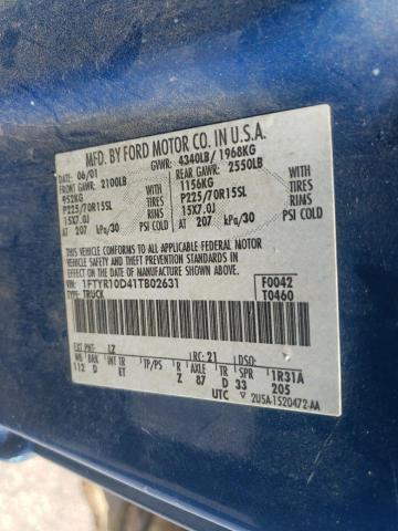 Photo 10 from auction – 2001 FORD RANGER with VIN 1FTYR10D41TB02631