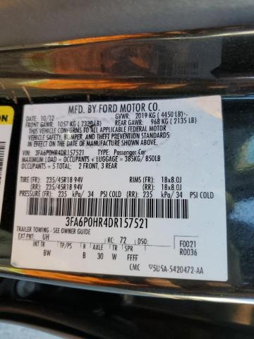 Photo 10 from auction – 2013 FORD FUSION SE with VIN 3FA6P0HR4DR157521