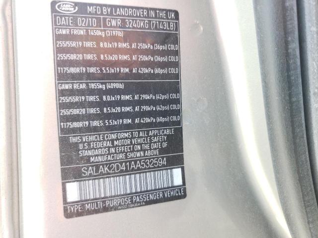 Photo 10 from auction – 2010 LAND ROVER LR4 HSE LU with VIN SALAK2D41AA532594
