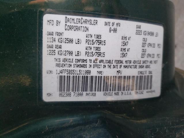 Photo 10 from auction – 2001 JEEP CHEROKEE C with VIN 1J4FF58S51L511080
