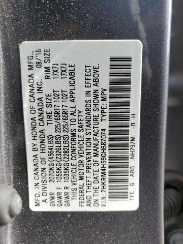 Photo 10 from auction – 2016 HONDA CR-V EX with VIN 2HKRM4H59GH687074