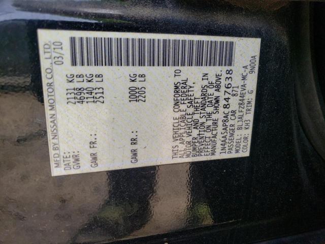 Photo 10 from auction – 2010 NISSAN MAXIMA S with VIN 1N4AA5AP8AC847638