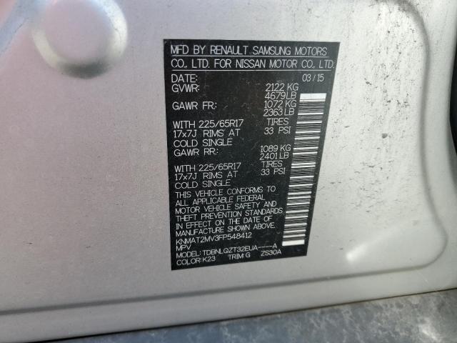 Photo 10 from auction – 2015 NISSAN ROGUE S with VIN KNMAT2MV3FP548412