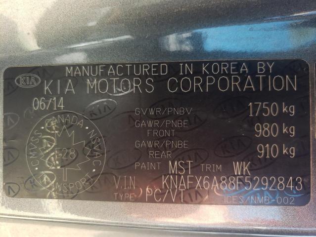 Photo 10 from auction – 2015 KIA FORTE EX with VIN KNAFX6A88F5292843
