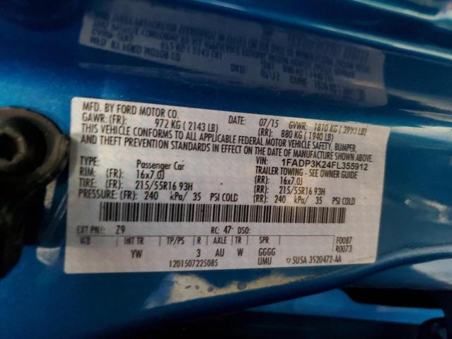 Photo 10 from auction – 2015 FORD FOCUS SE with VIN 1FADP3K24FL355912