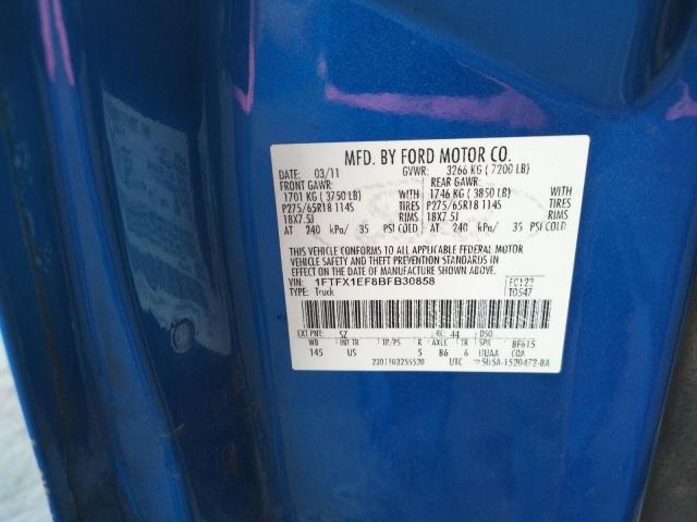 Photo 10 from auction – 2011 FORD F150 SUPER with VIN 1FTFX1EF8BFB30858