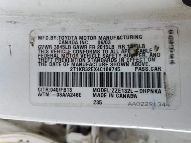 Photo 10 from auction – 2004 TOYOTA COROLLA MA with VIN 2T1KR32EX4C189745