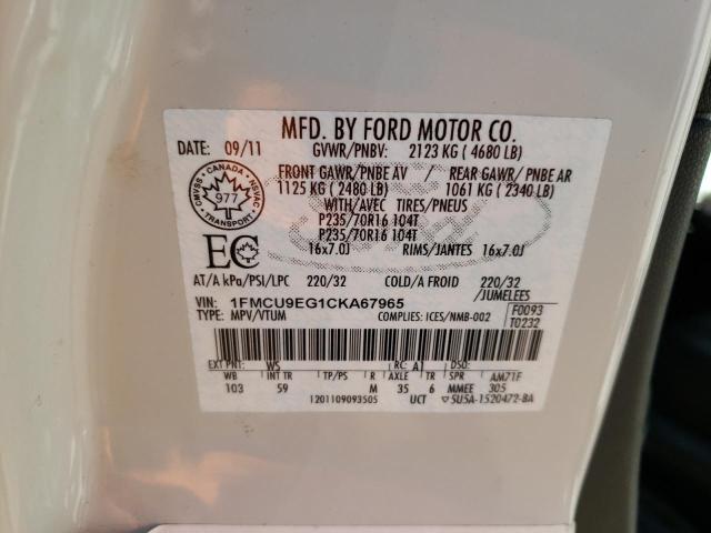 Photo 10 from auction – 2012 FORD ESCAPE LIM with VIN 1FMCU9EG1CKA67965