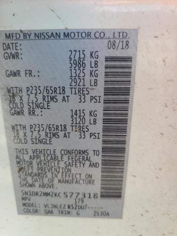 Photo 10 from auction – 2019 NISSAN PATHFINDER with VIN 5N1DR2MM2KC577318