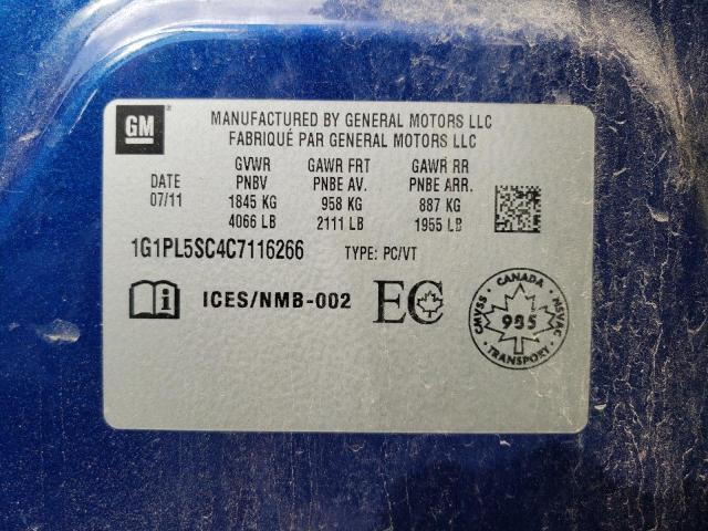 Photo 10 from auction – 2012 CHEVROLET CRUZE LT with VIN 1G1PL5SC4C7116266