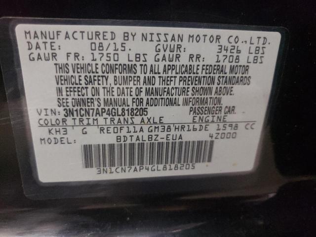 Photo 10 from auction – 2016 NISSAN VERSA S with VIN 3N1CN7AP4GL818205