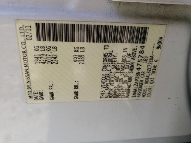 Photo 10 from auction – 2011 NISSAN ALTIMA BAS with VIN 1N4AL2AP1BN475784
