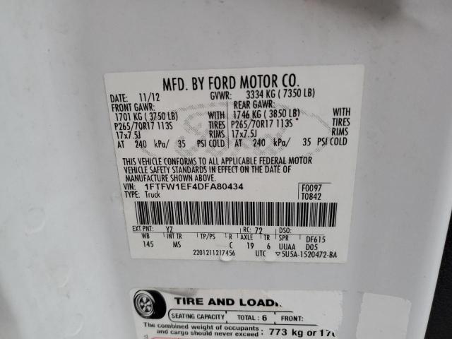Photo 10 from auction – 2013 FORD F150 SUPER with VIN 1FTFW1EF4DFA80434