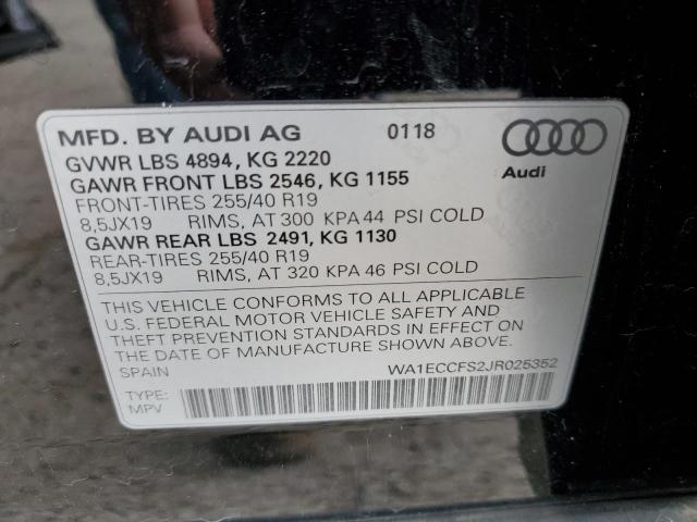 Photo 10 from auction – 2018 AUDI Q3 PREMIUM with VIN WA1ECCFS2JR025352