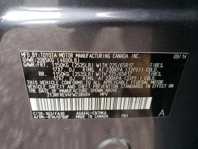 Photo 10 from auction – 2015 TOYOTA RAV4 XLE with VIN 2T3RFREV4FW238484