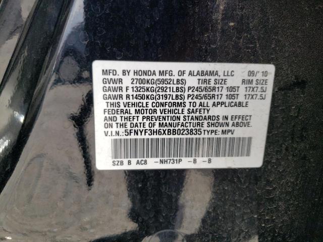 Photo 10 from auction – 2011 HONDA PILOT EXL with VIN 5FNYF3H6XBB023835