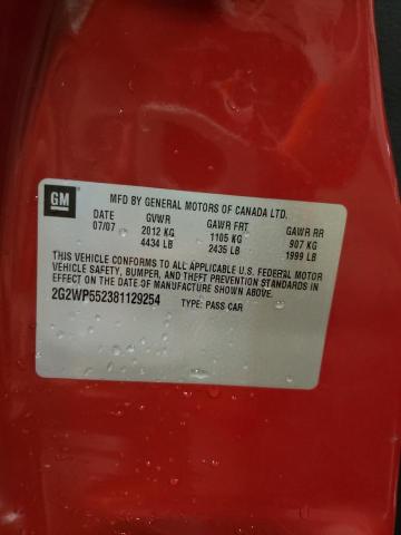 Photo 10 from auction – 2008 PONTIAC GRAND PRIX with VIN 2G2WP552381129254