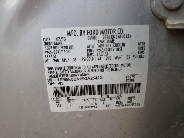Photo 10 from auction – 2014 FORD EXPLORER with VIN 1FM5K8B81EGA25422