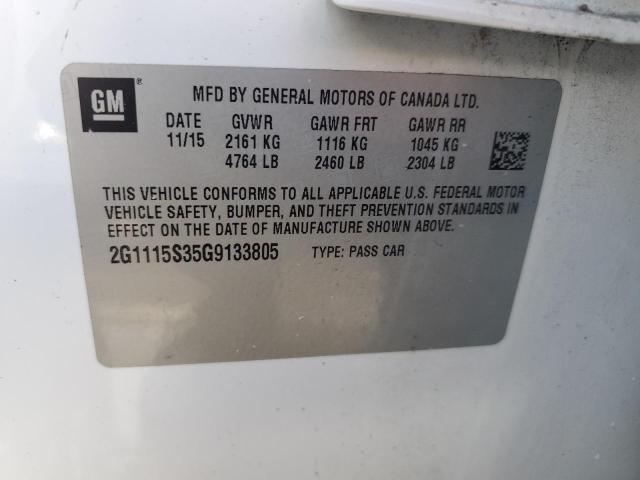 Photo 10 from auction – 2016 CHEVROLET IMPALA LT with VIN 2G1115S35G9133805