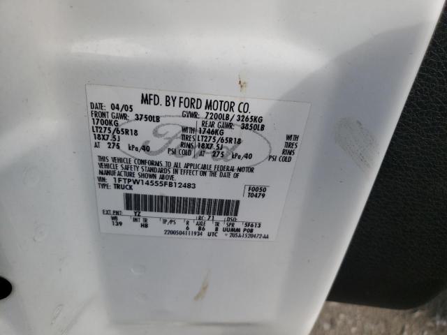 Photo 10 from auction – 2005 FORD F150 SUPER with VIN 1FTPW14555FB12483