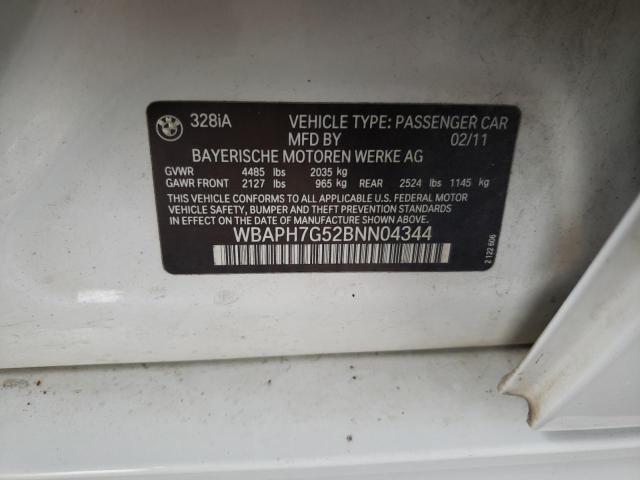 Photo 10 from auction – 2011 BMW 328 I with VIN WBAPH7G52BNN04344