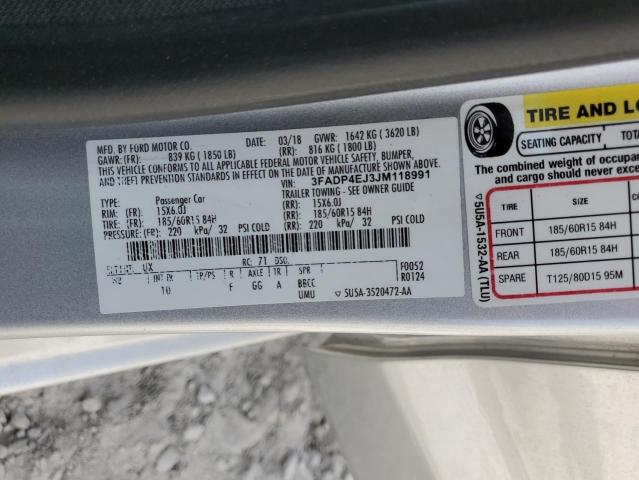Photo 10 from auction – 2018 FORD FIESTA SE with VIN 3FADP4EJ3JM118991
