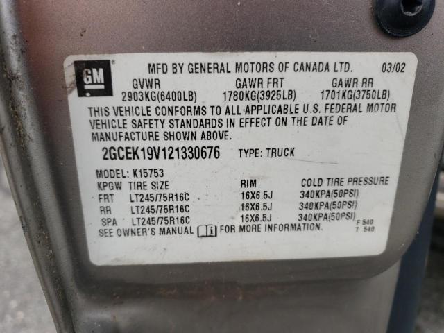 Photo 10 from auction – 2002 CHEVROLET SILVERADO with VIN 2GCEK19V121330676