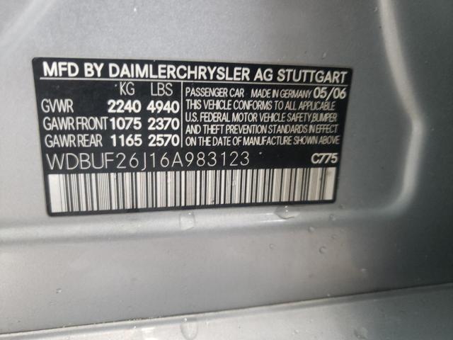 Photo 10 from auction – 2006 MERCEDES-BENZ E 320 CDI with VIN WDBUF26J16A983123