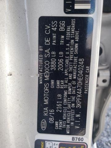 Photo 10 from auction – 2017 KIA FORTE LX with VIN 3KPFK4A70HE040248