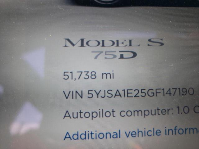 Photo 8 from auction – 2016 TESLA MODEL S with VIN 5YJSA1E25GF147190