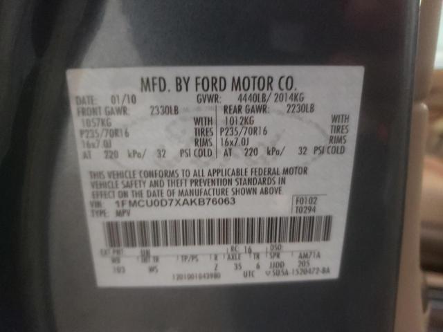 Photo 10 from auction – 2010 FORD ESCAPE XLT with VIN 1FMCU0D7XAKB76063