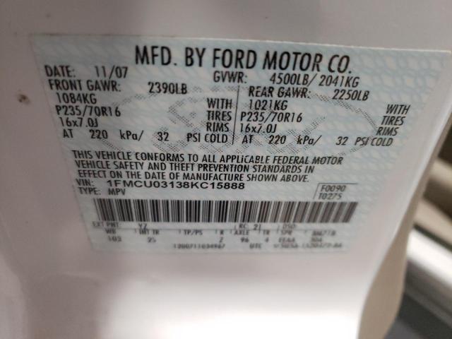Photo 10 from auction – 2008 FORD ESCAPE XLT with VIN 1FMCU03138KC15888