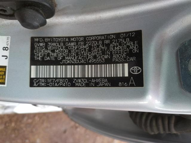 Photo 10 from auction – 2012 TOYOTA PRIUS with VIN JTDKN3DU4C1495553