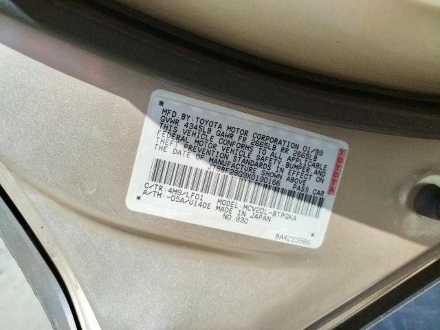 Photo 10 from auction – 1999 LEXUS ES 300 with VIN JT8BF28G9X0190166