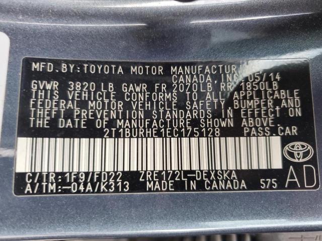 Photo 10 from auction – 2014 TOYOTA COROLLA L with VIN 2T1BURHE1EC175128